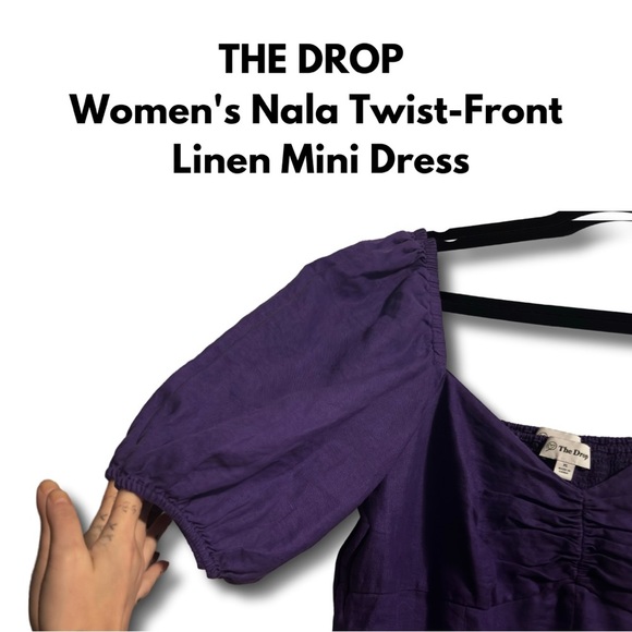 THE DROP - Women's Nala Twist-Front
 Linen Mini  Dress - XL *NWOT* - Picture 8 of 10